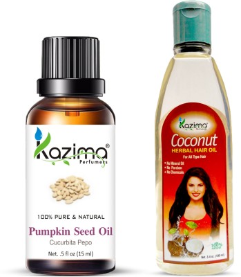 Kazima Combo of Pumpkin Seed Oil 15ML and Coconut Herbal Hair Oil 100ML Anti loss Control & Hair Growth Hair Oil(100 ml)