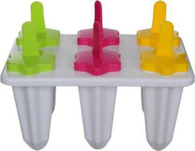 NNPRO 6 Pcs Ice Cream Candy Kulfi Maker Popsicle Mould Set Multicolor Plastic Ice Cube Tray(Pack of1)