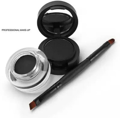 THTC Gel Kajal Cake & Eye Liner 2 in 1 with Dual Side Applicator Brush(BLACK, 7 g)
