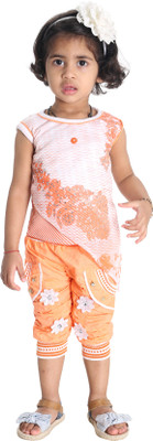 new gen Baby Girls Party(Festive) Top Pant(ORANGE)