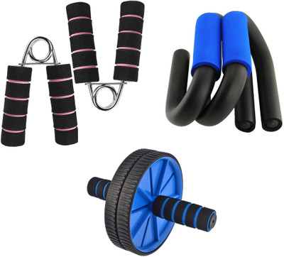 LIVOX PRIME QUALITY PUSH UP BAR AND AB ROLLER WITH 2 PIS HAND GRIPER Fitness Accessory Kit Kit