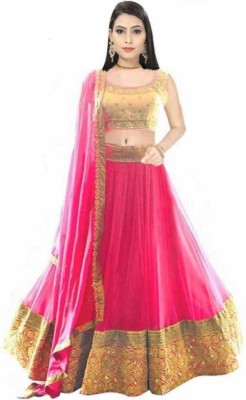 jahal fashion Self Design Semi Stitched Lehenga Choli(Pink)
