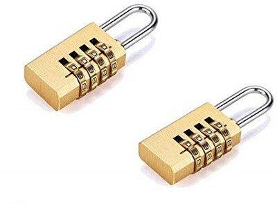 Volo 4 Digit Brass Re-Settable Combination Padlock Lock(Gold)