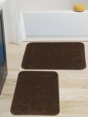 TheCarpet Microfiber Bathroom Mat(Coffee, Small, Pack of 2)