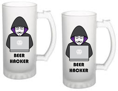 LEDZZ Beer Hacker Frost Sublimation Printed Beer Glass Beer Pair Set Glass Beer Mug(475 ml, Pack of 2)