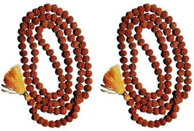 LETNIX Original & Genuine 5 / Five Mukhi Hand Knotted Rudraksha Mala(Pack Of 2) Wood Chain
