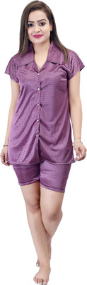 Orchid collection Women Printed Purple Top & Shorts Set