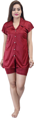 Orchid collection Women Printed Maroon Top & Shorts Set