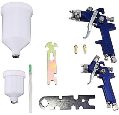 Air-ga 1.4mm & 0.8mm 2 sets of hvlp spray Paint gun Machine with Complete full kits Capacity (600ml & 125ml) HVLP Sprayer(Blue)