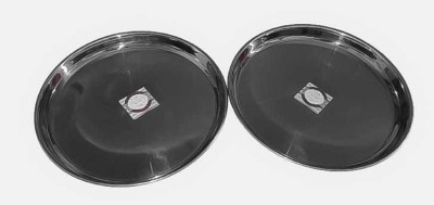 Odisha Engineering Kitchen King pack of 2 High Quality Jindal Stainless Steel Rice plates ( 13 inch round bend plate) Rice Plates(Pack of 2)