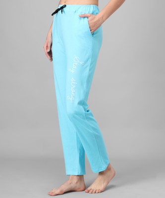 HEMLOCK Solid, Printed Women Blue Track Pants