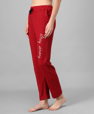 HEMLOCK Solid, Printed Women Red Track Pants
