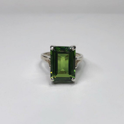 RATAN BAZAAR Peridot Ring Original Semi Precious stone Peridot Certified and Astrological Purpose for unisex Stone Peridot Silver Plated Ring