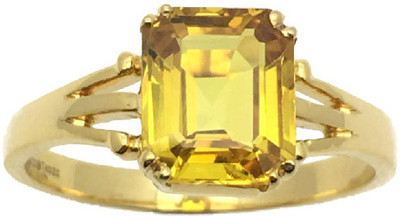 KUNDLI GEMS Pukhraj Ring Natural Precious yellow sapphire stone Certified and Astrological Purpose for unisex Stone Sapphire Gold Plated Ring