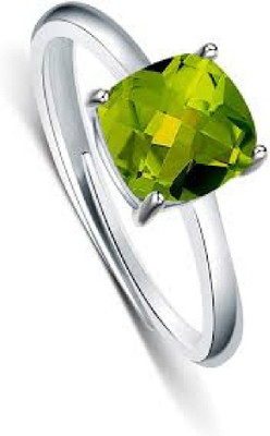 RATAN BAZAAR Peridot Ring Original Semi Precious stone Peridot Certified and Astrological Purpose for unisex Stone Peridot Silver Plated Ring