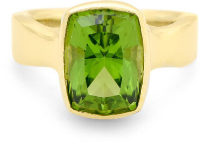 RATAN BAZAAR Peridot Ring Original Semi Precious stone Peridot Certified and Astrological Purpose for unisex Stone Peridot Gold Plated Ring