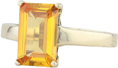 KUNDLI GEMS Yellow sapphire ring original stone Pukhraj certified and Astrological purpose for Men & Women Stone Sapphire Silver Plated Ring