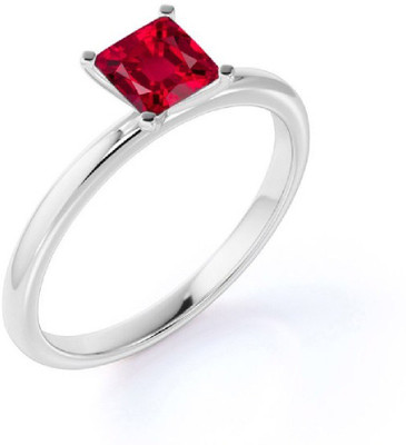 RATAN BAZAAR Stone Ruby Silver Plated Ring