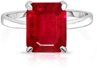 KUNDLI GEMS Ruby Ring Original Manik Precious Stone Certified and Astrological Purpose for unisex Stone Ruby Silver Plated Ring
