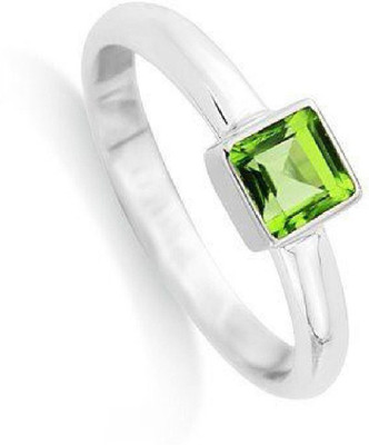 RATAN BAZAAR Peridot Ring Original Semi Precious stone Peridot Certified and Astrological Purpose for unisex Stone Peridot Silver Plated Ring