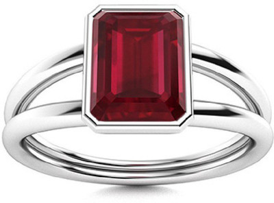 KUNDLI GEMS Stone Ruby Silver Plated Ring