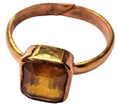 RATAN BAZAAR Yellow sapphire stone ring Original Pukhraj Precious Stone Unheated & Untreated and Astrological Purpose Stone Sapphire Gold Plated Ring