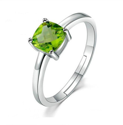 RATAN BAZAAR Peridot Ring Original Semi Precious stone Peridot Certified and Astrological Purpose for unisex Stone Peridot Silver Plated Ring