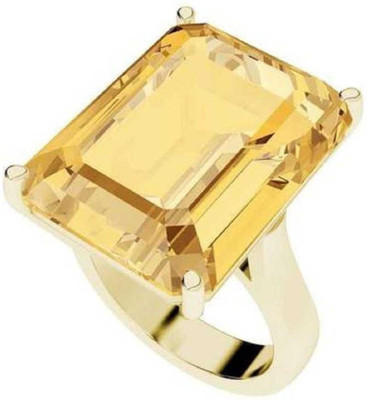 RATAN BAZAAR Pukhraj Ring Natural Precious yellow sapphire stone Certified and Astrological Purpose for unisex Stone Sapphire Gold Plated Ring