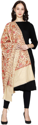 swi stylish Wool Embroidered Women Shawl(Beige)
