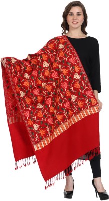 swi stylish Wool Embroidered Women Shawl(Maroon)