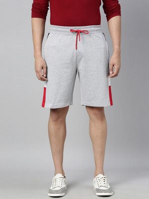 3Pin Color Block Men Grey Sports Shorts
