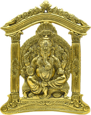 Puja N Pujari Lord Ganesh Murti Wall Hanging Idol Showpiece for Home Decor and Gift Decorative Showpiece  -  26 cm(Metal, Gold)