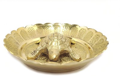 VibeX ® Authentic Vastu Fengshui Metal Tortoise in Plate Decorative Showpiece  -  2 cm(Copper, Copper)