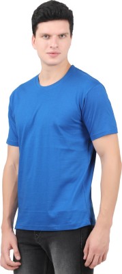 RANGOLI CREATIONS Solid Men Round Neck Blue T-Shirt