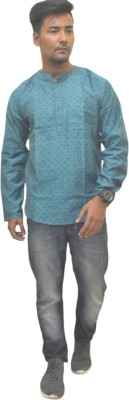 A3 Fashion Men Printed Straight Kurta(Light Blue)