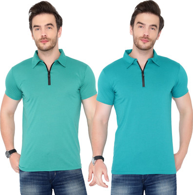 Moordale Solid Men Polo Neck Green, Light Green T-Shirt