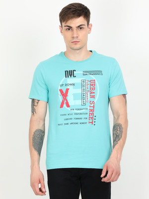 PIPER INTERNAATIONAL Printed Men Round Neck Light Blue T-Shirt
