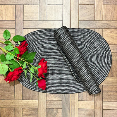 Saprose Oval Pack of 2 Table Placemat(Grey, Polypropylene)