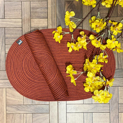 Saprose Oval Pack of 2 Table Placemat(Maroon, Polypropylene)