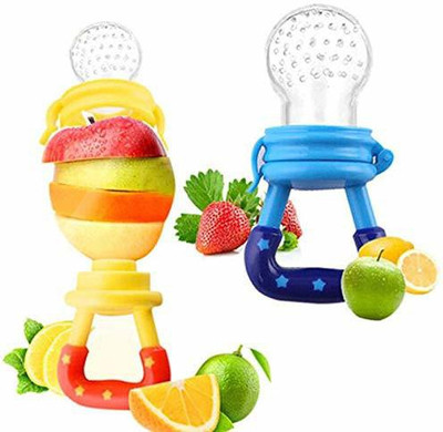 BabyGo Organic Baby's BPA-Free Silicone Nipple Food Nibbler for Fruits with Storage Box(Multicolor,) Teether and Feeder(Blue)