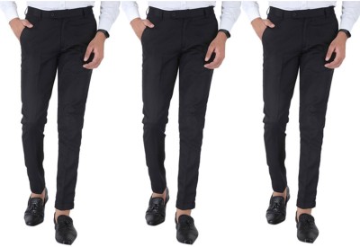 SREY Slim Fit Men Black Trousers