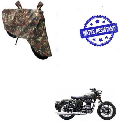 Atulit enterprises Two Wheeler Cover for Royal Enfield(Battle Green, Multicolor)