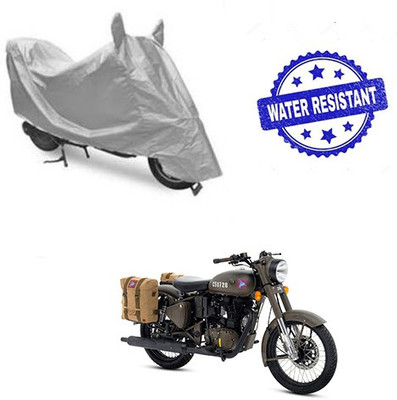 saanvi Two Wheeler Cover for Royal Enfield(Classic 500, Silver)