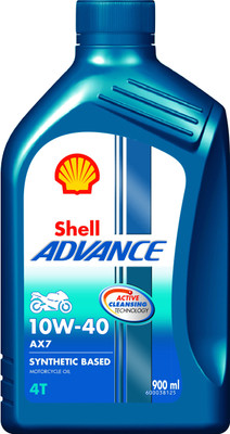 Shell Advance AX7 4T 10W-40 API SM Synthetic Blend Engine Oil(0.9 L, Pack of 1)