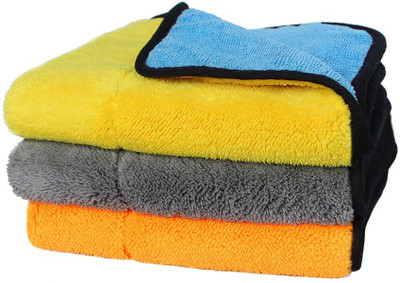 Jiyatech Polyester Vehicle Washing  Cloth(Pack Of 3, 440 GSM)