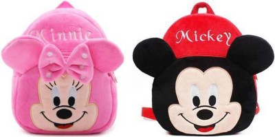 BETRENDING Minnie And Super Mickey Bag Soft Material School Bag For Kids Plush Backpack Cartoon Toy | Children's Gifts Boy/Girl/Baby/ Decor School Bag For Kids(Age 2 to 6 Year) Plush Bag(Red, Pink, Black, 8 L)