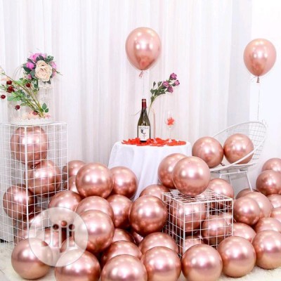 Bash N Splash Solid Helium quality Chrome Rose Gold Latex Party Decoration Balloon (Pack of 50) Balloon(Gold, Pack of 50)