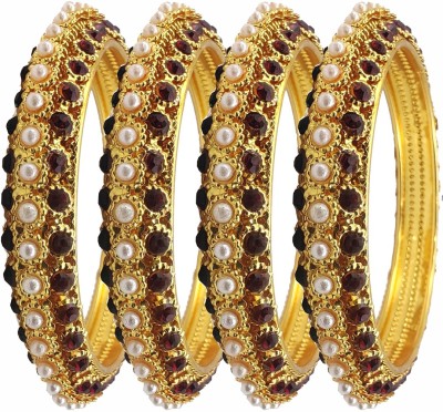 Jewels Kafe Alloy Pearl Gold-plated Bangle Set(Pack of 4)