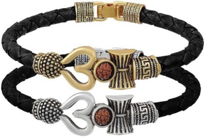 GargiEstore Leather Gold-plated, Silver Coated Kada