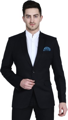 TAHVO Solid Single Breasted Party Men Blazer(Black)